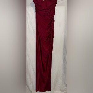 Lucy in the Sky Corset Strapless Maxi Dress in RED